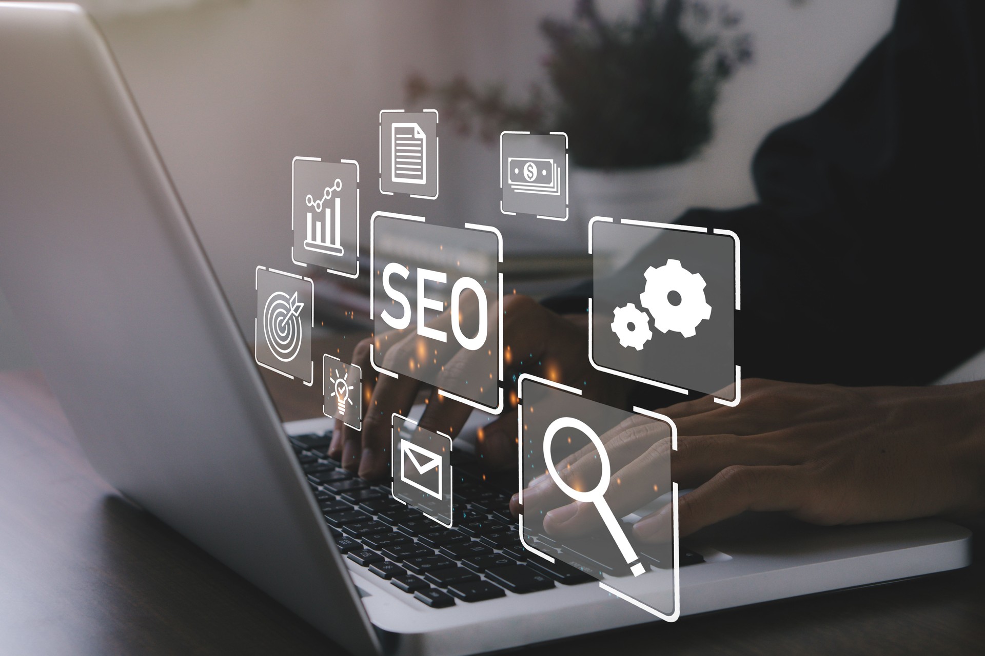 SEO,Search Engine Optimization Marketing Ranking Traffic Site Web Internet Business Technology Concept.Seo Career.Businessman using laptop to analysis SEO.